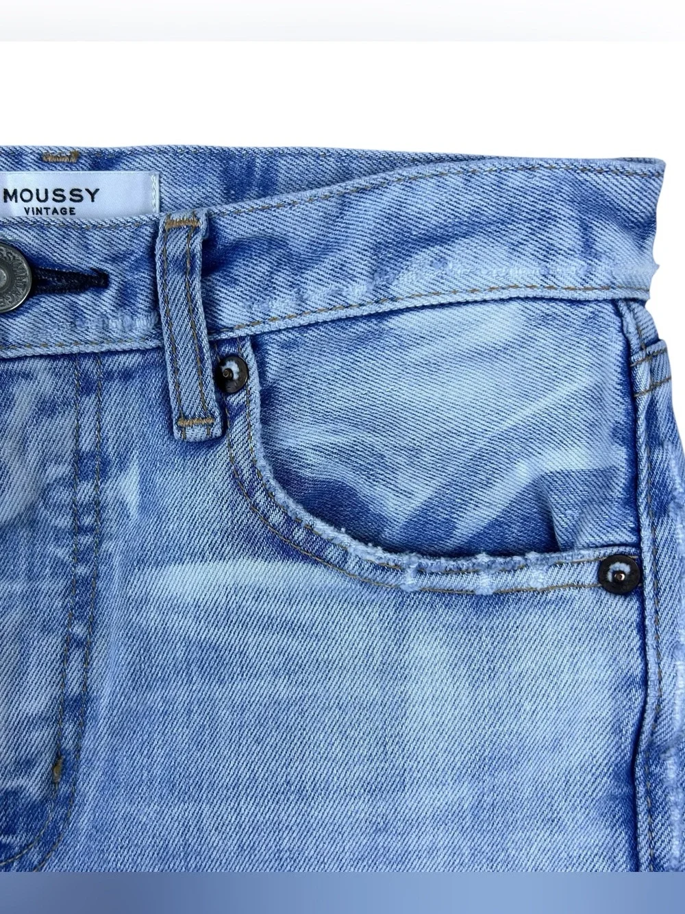 Moussy Vintage Hillrose Skinny Jeans 24 Blue Distressed Japan Preppy Minimalist